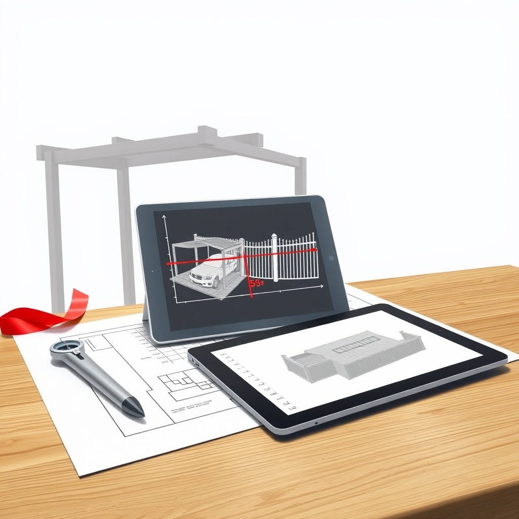 A clean high-resolution illustration showing a blueprint of a Carport Classic