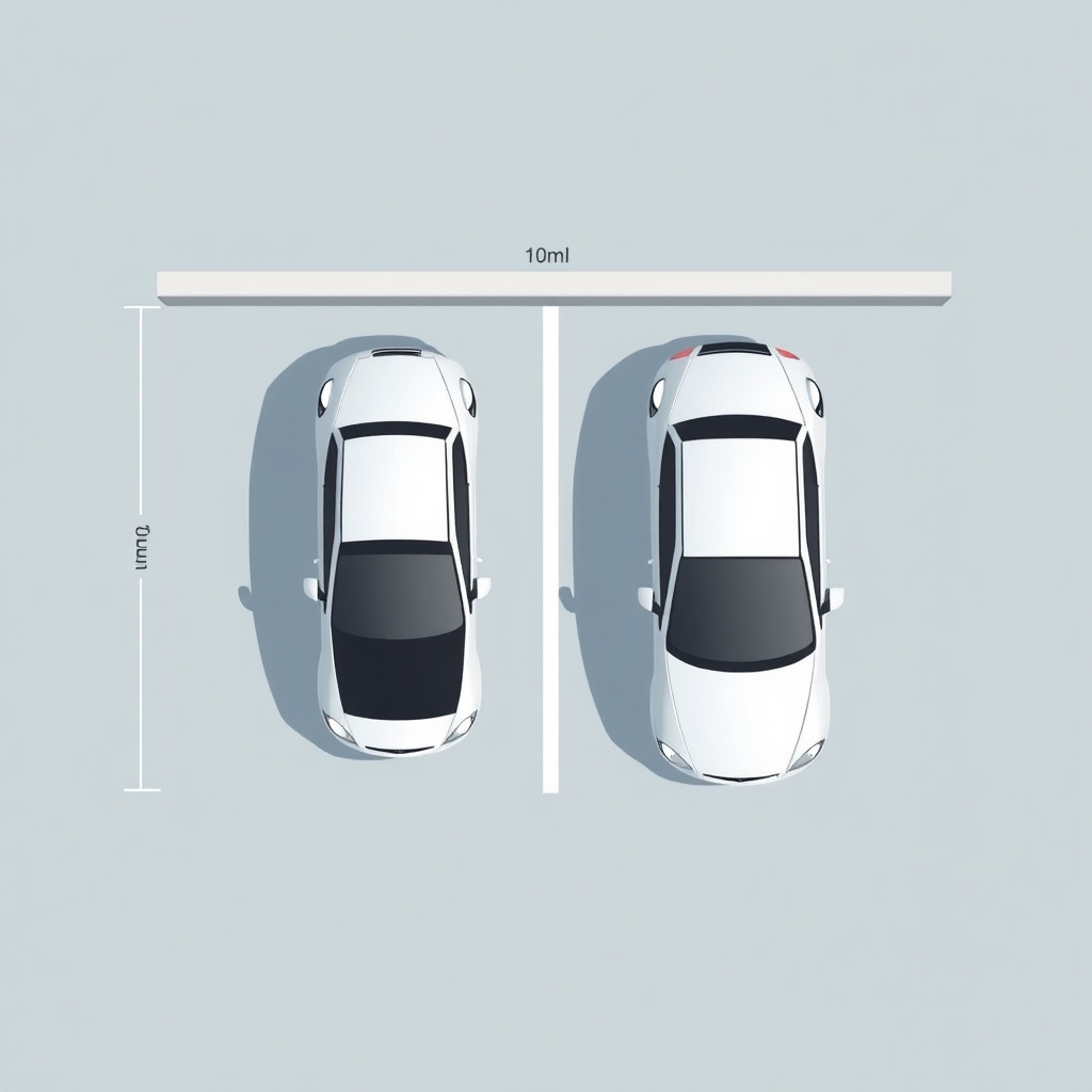 A clean illustration showing a top-down view of a double carport with two parked vehicles