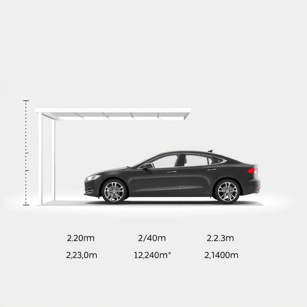 A clean illustration showing a Gartenhaus GmbH Carport Classic in three different height v