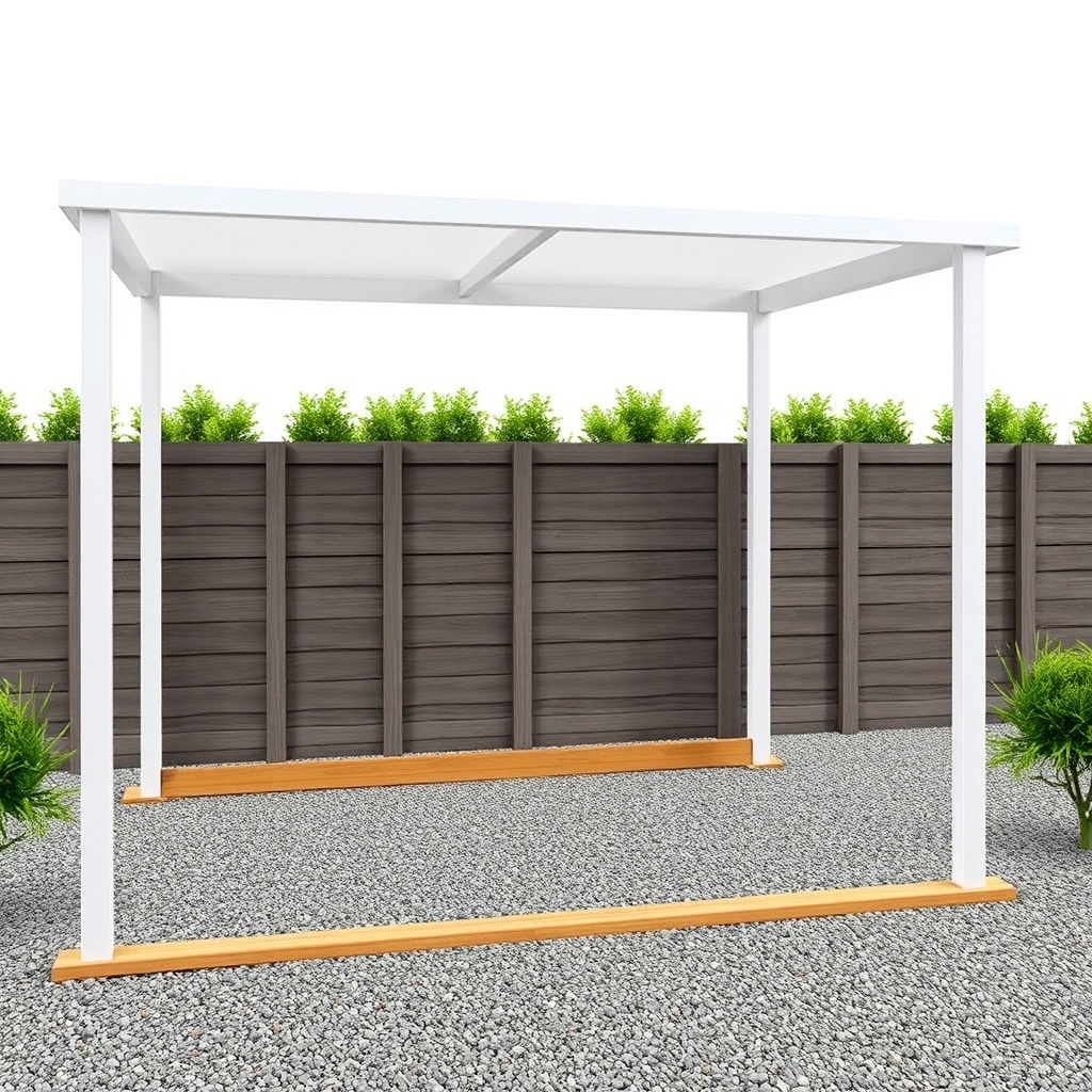A photorealistic side view of a Gartenhaus GmbH Carport Classic with two closed side panel