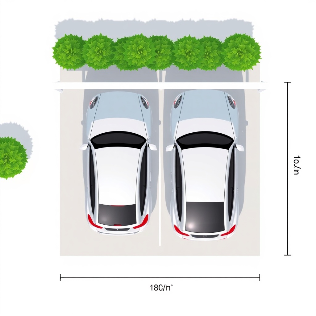 A simple clean illustration showing a top-down view of a double carport with two cars