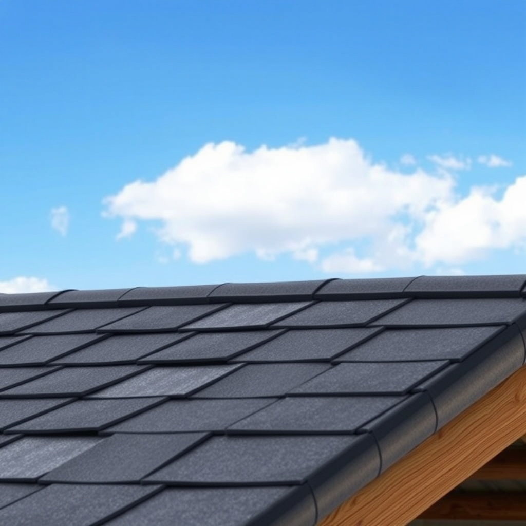 A photorealistic close-up of the roof of a Karibu Carport Kambala