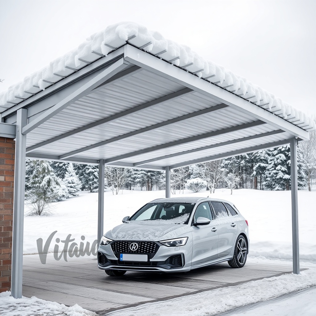 <Vitavia Carport Vitus mit dickem Schneebelag auf dem Dach