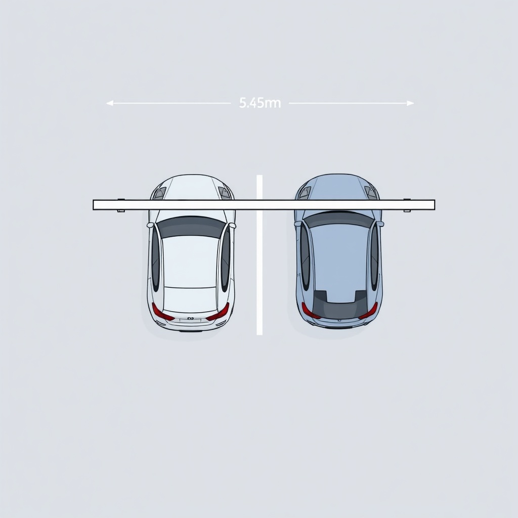 A simple illustration showing a top-down view of a double carport with two cars parked