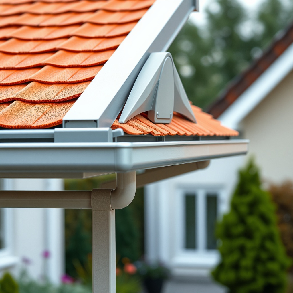 A close-up photorealistic photo of a Vitavia Carport Vitus roof covered with orange-red To