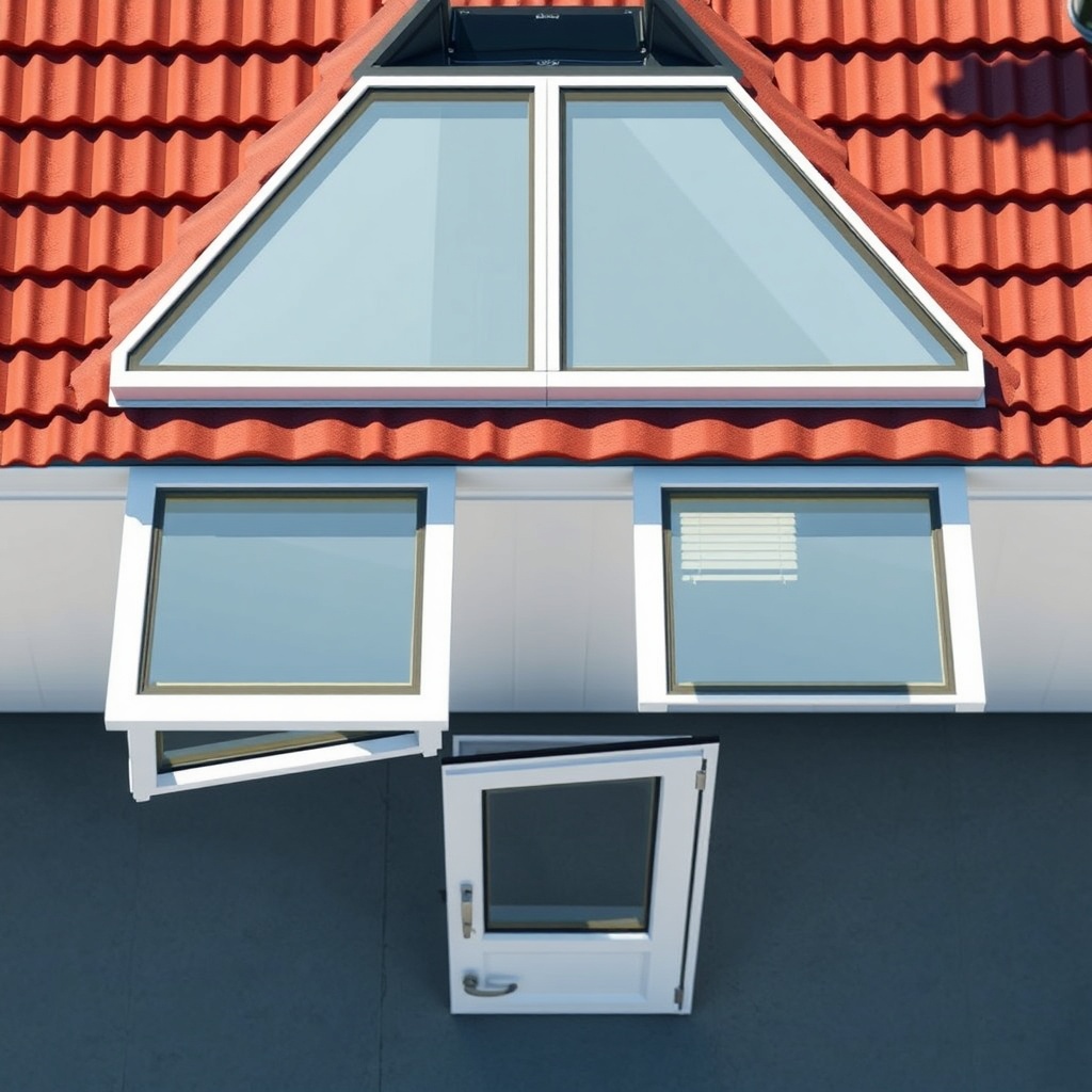 Photorealistic top-down view of a Vitavia Carport Vitus with two open side windows made of